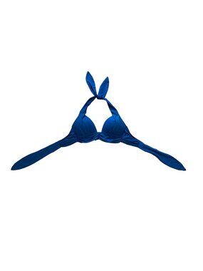 SOMA Women's Swim Shirred Halterkini Top Blue Splash Size L Bathing Suit Bikini